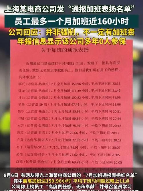 电商公司发加班通报表扬红名单 网友态度引发关注