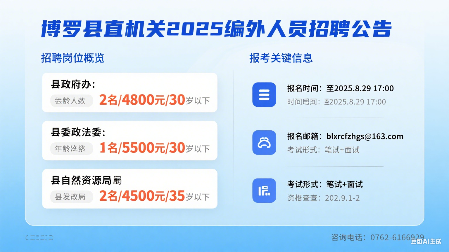 博罗县直机关公开招聘编外人员公告