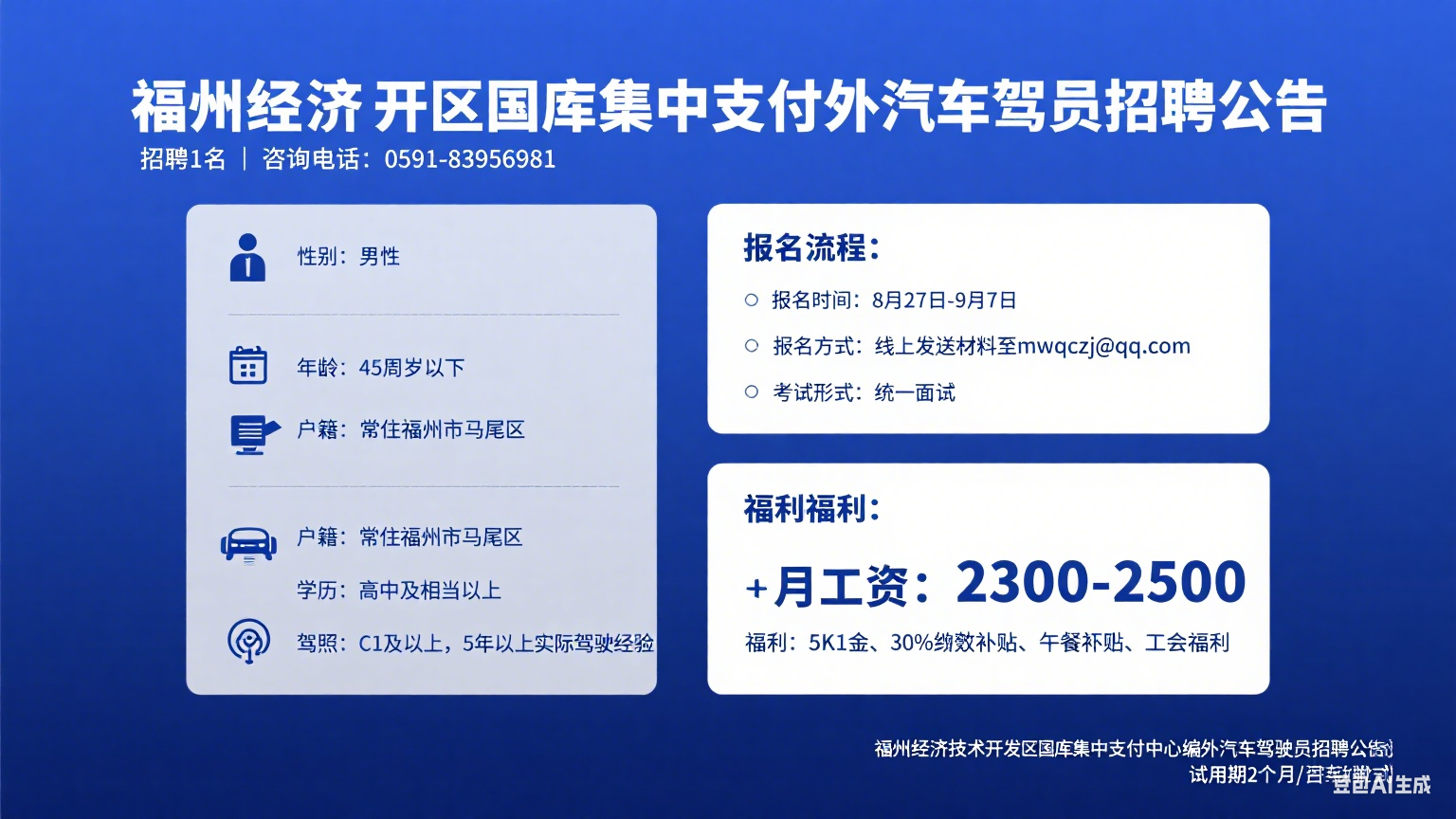 福州经济技术开发区国库集中支付中心 2025 年编外工作人员