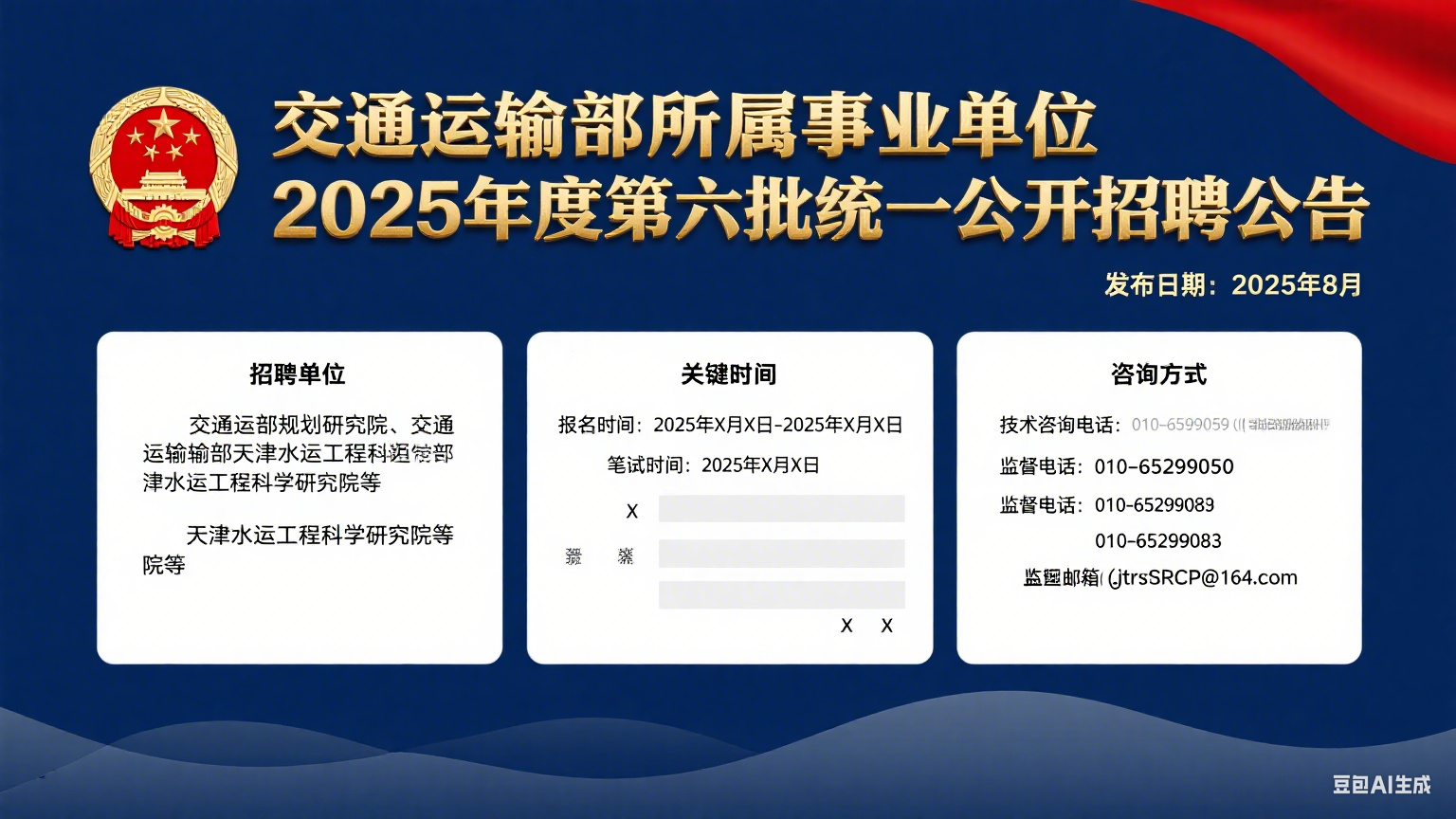 交通运输部所属事业单位 2025 年度第六批统一公开招聘公告