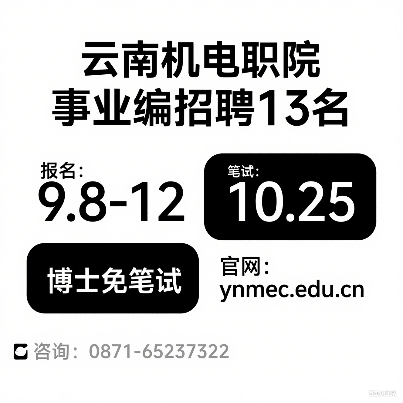 2025 年下半年云南机电职业技术学院公开招聘公告（13 名