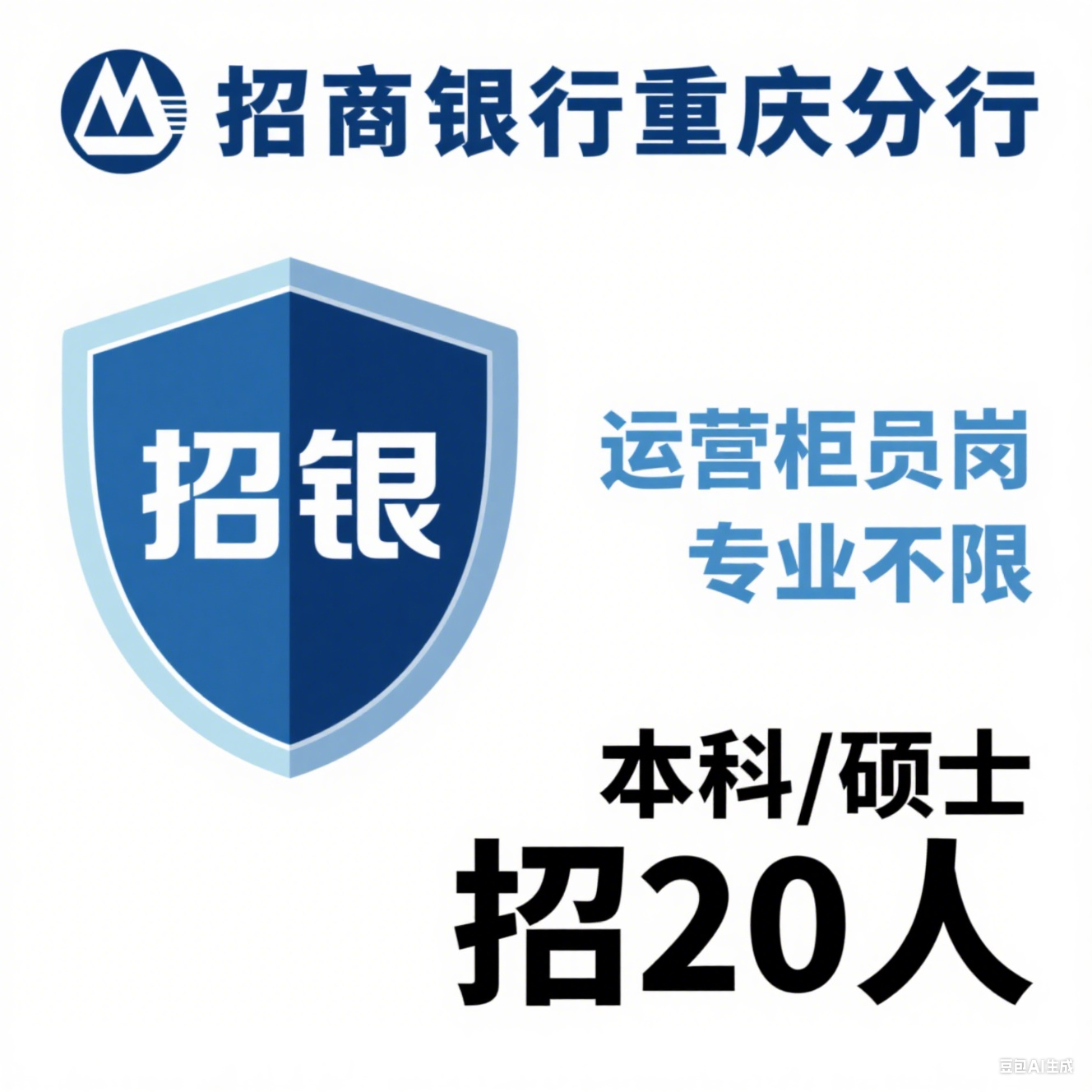 招商银行重庆分行 2025 招聘：运营柜员岗 20 人，本科
