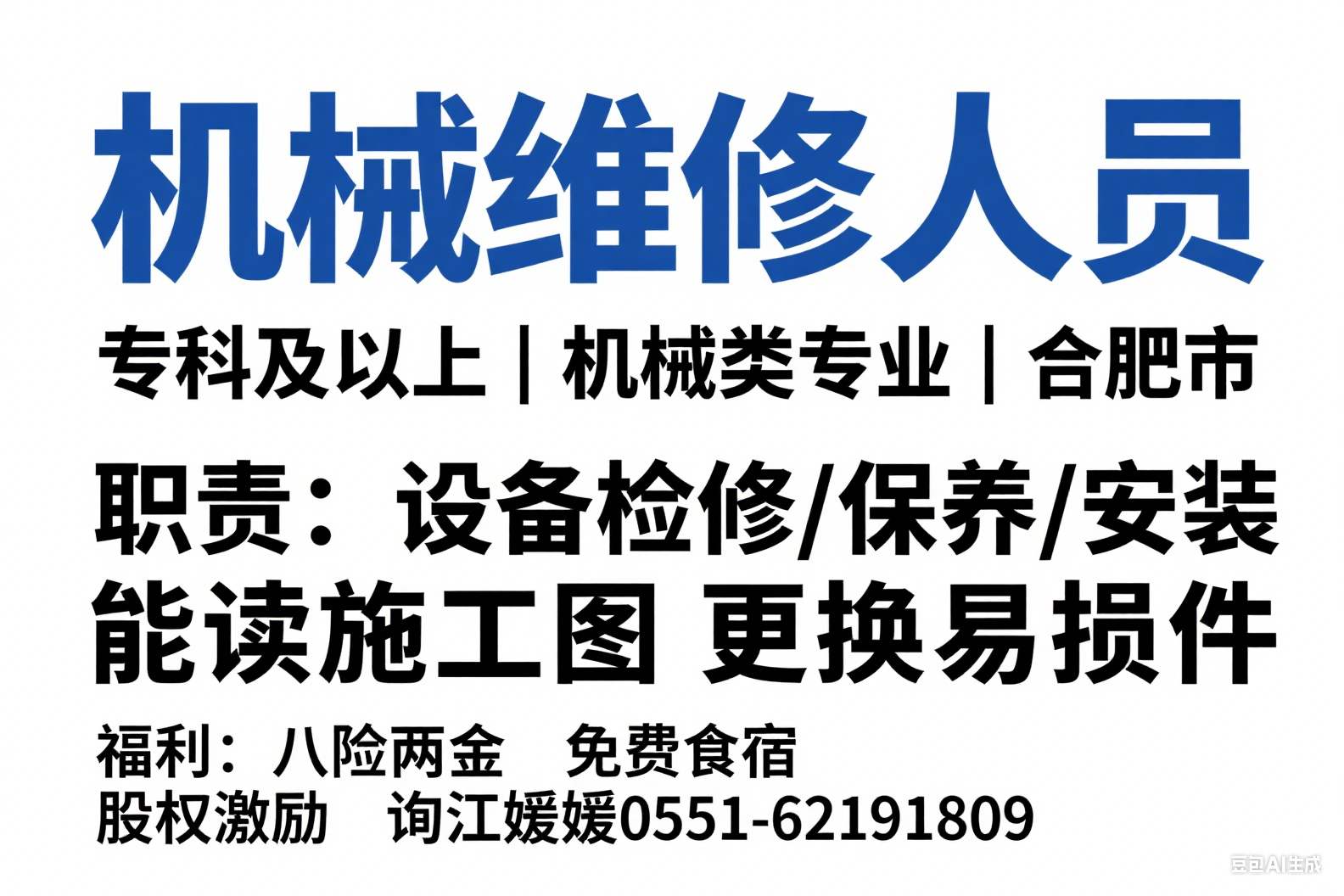 有研粉末新材料（合肥）2025 招聘：机械维修人员，专科可投